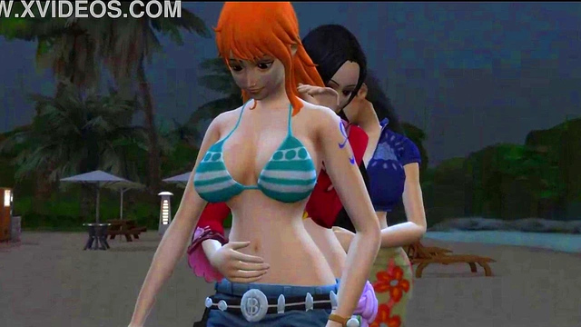One Piece Nami x Boa Hancock x Nico Robin hentai