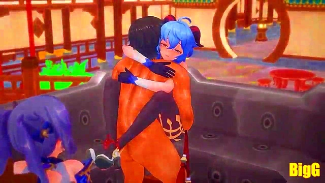 Ganyu and kequing fucking hard in threesome/ genshin impact animation /