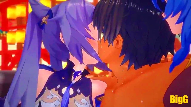Ganyu and kequing fucking hard in threesome/ genshin impact animation /