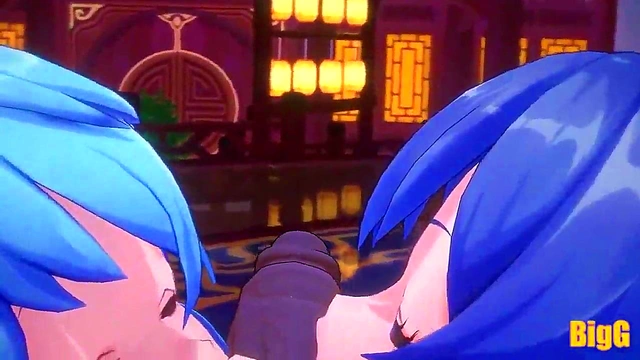 Ganyu and kequing fucking hard in threesome/ genshin impact animation /