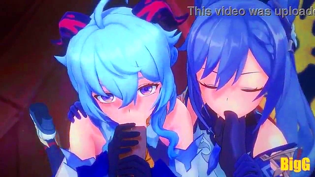 Ganyu and kequing fucking hard in threesome/ genshin impact animation /