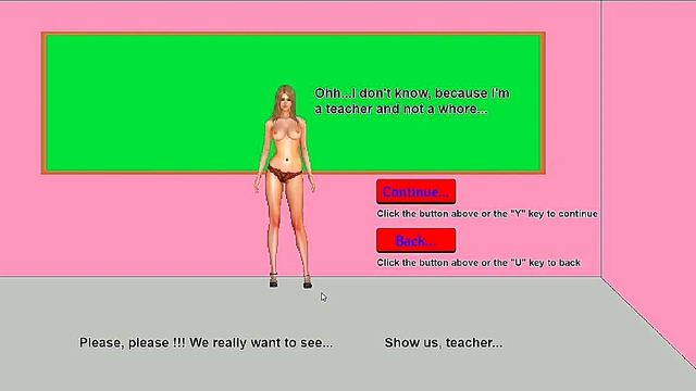 Hot teacher taking her clothes off in front of her 18 year old students in classroom and