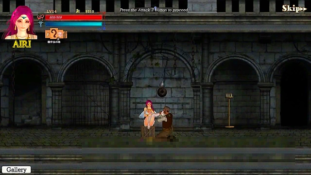 Hot pink haired lady having sex with a big man in Guilty hell 2 new hentai gameplay