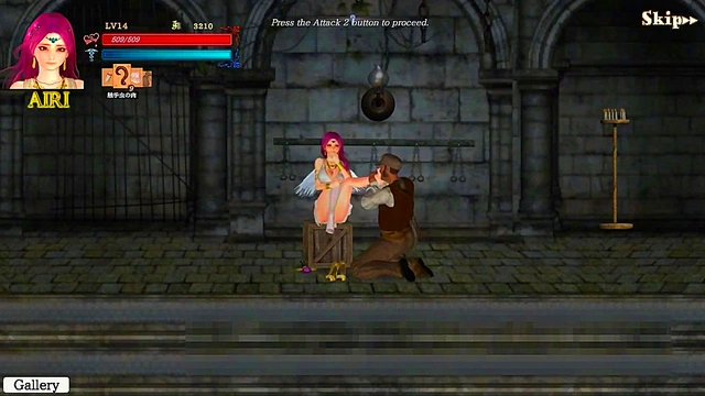 Hot pink haired lady having sex with a big man in Guilty hell 2 new hentai gameplay
