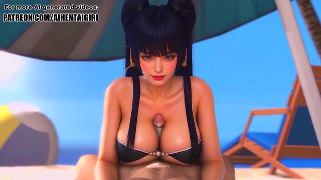 or Alive Nyotengu cosplay Titjob with a Happy Ending