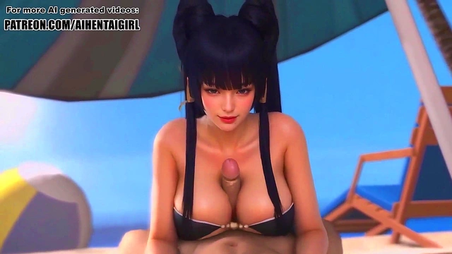 or Alive Nyotengu cosplay Titjob with a Happy Ending