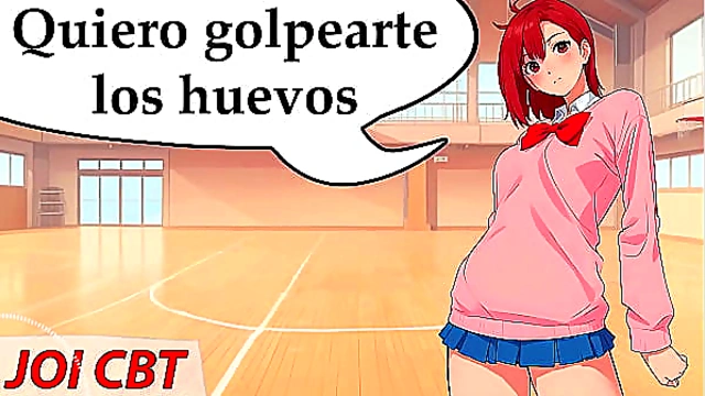 JOI hentai'Momo has fun hitting your balls Instructions in Spanish