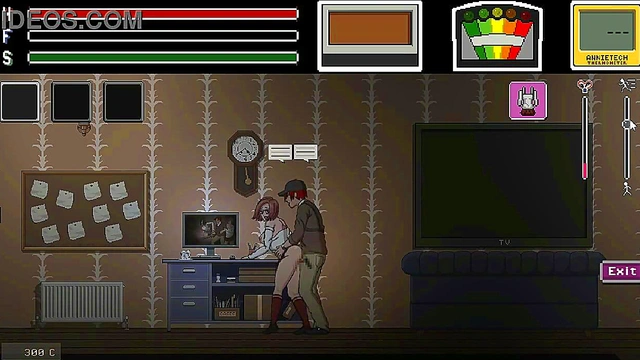 Man having sex with pretty lady in Lustful spirit hunt ryona hentai game gameplay