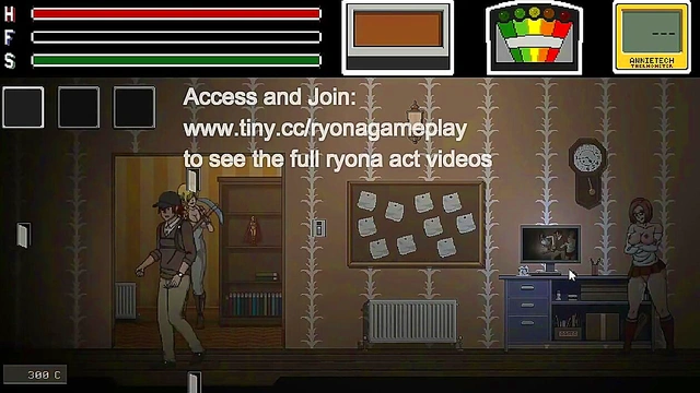 Man having sex with pretty lady in Lustful spirit hunt ryona hentai game gameplay