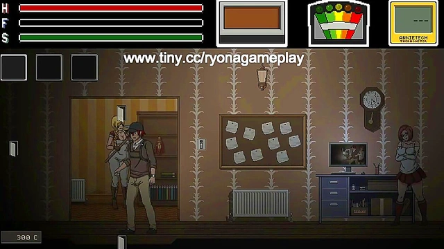 Man having sex with pretty lady in Lustful spirit hunt ryona hentai game gameplay