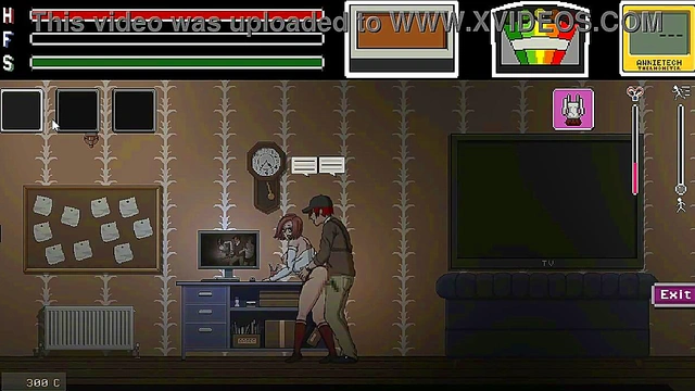 Man having sex with pretty lady in Lustful spirit hunt ryona hentai game gameplay