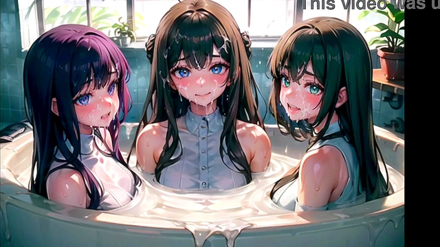 Beautiful girls bathing in a sperm bath (hentai-japanese) (ai generated)