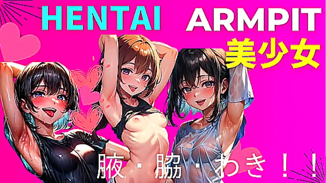 Beautiful young women staring at you while showing off their sexy armpits (hentai) (ai