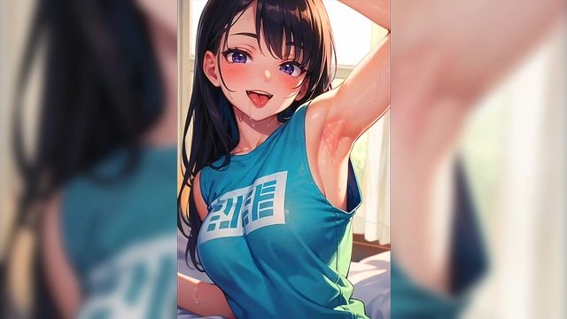 Beautiful young women staring at you while showing off their sexy armpits (hentai) (ai