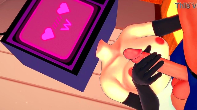 Tv woman wants to play with a big cock'she is wet and only wearing a towel (Hentai