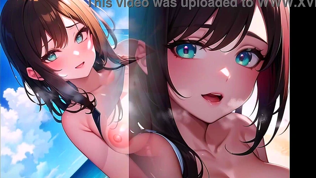 Hot Big Tits Anime Bikini Teens On Beach (with pussy masturbation ASMR sound!) Uncensored