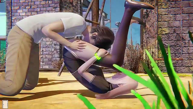 Big Tits Long legs being played in the Park in Hentai