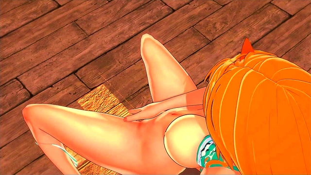 The cute pirate Nami fingers her pussy in a bar - One Piece Hentai