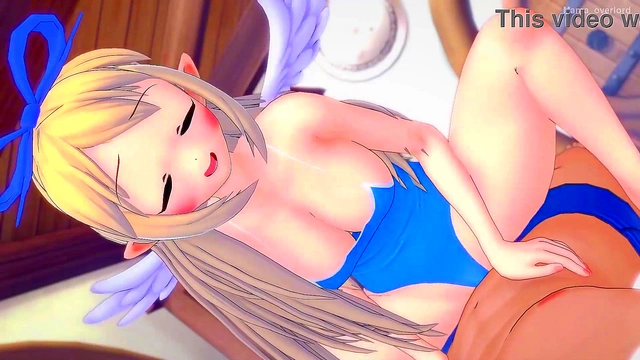 Flonne in a swimsuit wants to reach heaven riding a big cock (hentai) (uncensored)