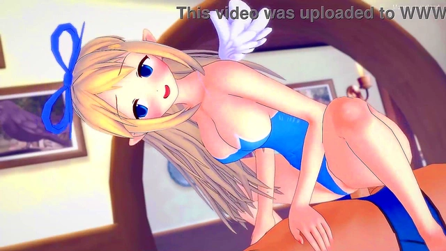 Flonne in a swimsuit wants to reach heaven riding a big cock (hentai) (uncensored)