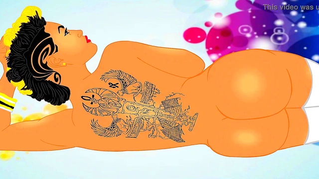 Sexy Latina Jazanti Shows her tatts and her big ass for a Backalley anime cartoon