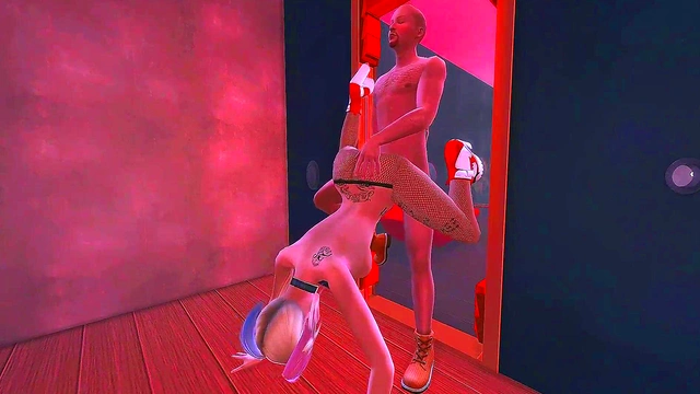 audacious harley quinn became a sex slave of a group of perverted big members who