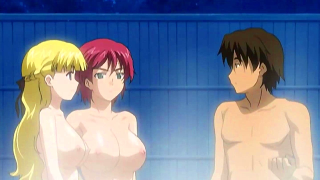 HENTAI: two horny GIRLS have THREESOME sex with FRIEND