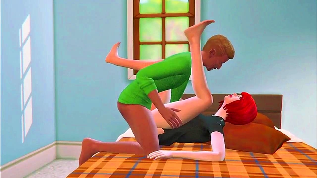 Sims Hentai Series: Redhead rough defloration and double creampie