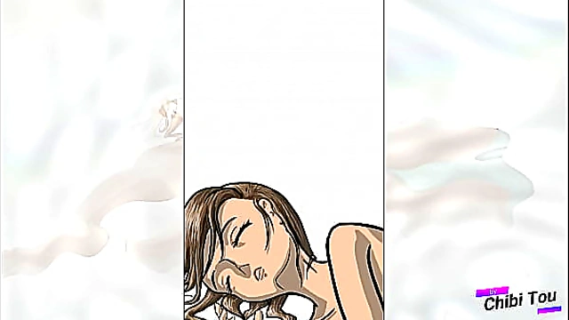 Girl lying down on clouds draw'like anime hentai