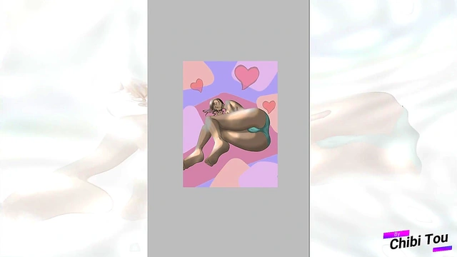 Girl lying down on clouds draw'like anime hentai