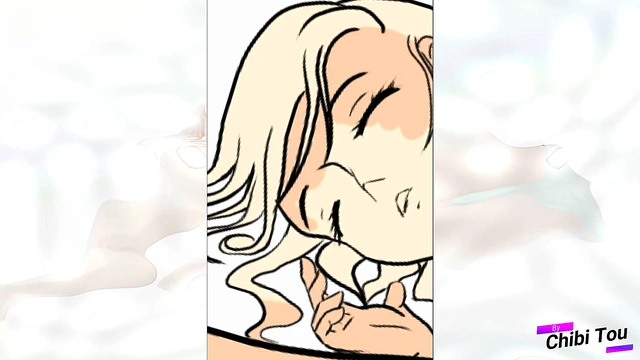 Girl lying down on clouds draw'like anime hentai