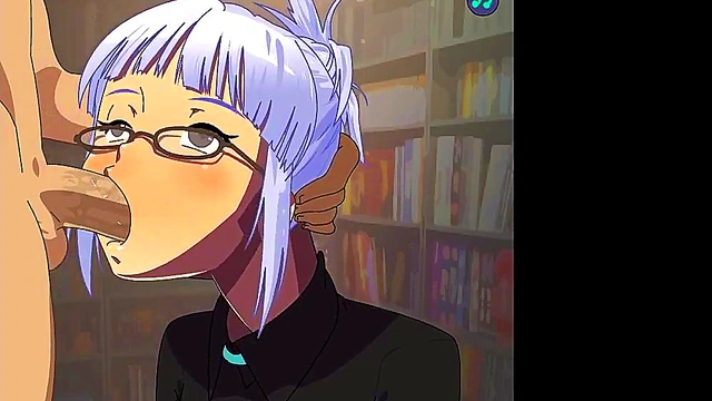 Koga Akemi sucks a dick in the library (Koga Akemi Hentai Game)