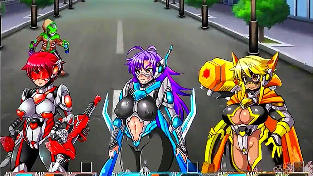 Cute heroines in hentai act with soldiers in rpg hentai new game