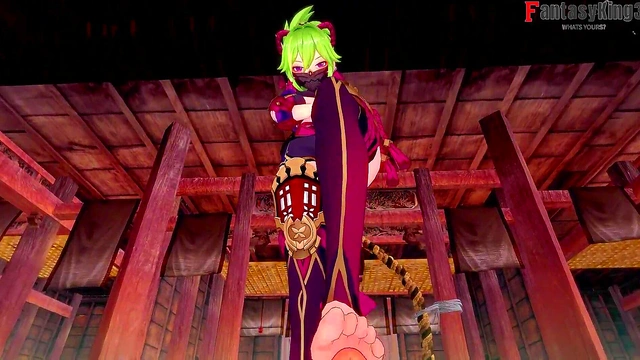 Kuki Shinobu footjob'handjob and blowjob pov