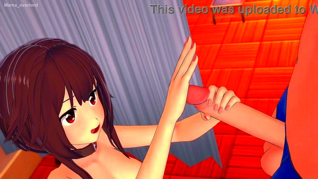 Megumin (konosuba) visits the infirmary'she is hot and wants to take off her towel to