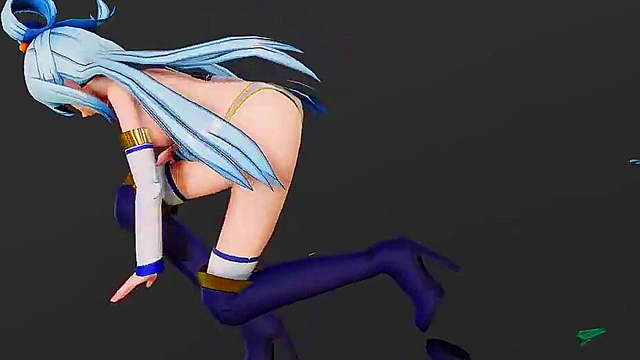 Sexy Aqua dancing and undressing slowly