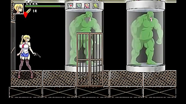 Hot blonde in sex with men in porn hentai game