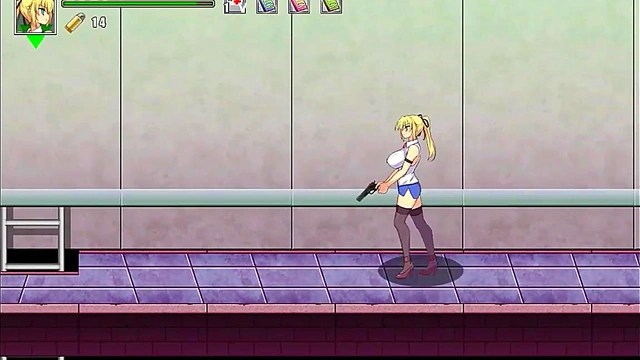 Hot blonde in sex with men in porn hentai game