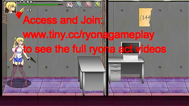 Hot blonde in sex with men in porn hentai game