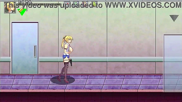 Hot blonde in sex with men in porn hentai game