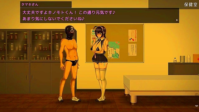 Cute girl having sex with a man in college in Breeding Log 2d hentai game
