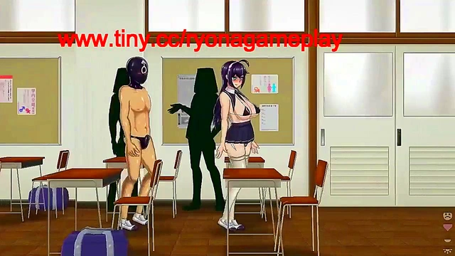 Cute girl having sex with a man in college in Breeding Log 2d hentai game
