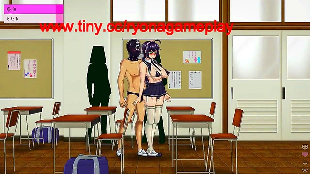 Cute girl having sex with a man in college in Breeding Log 2d hentai game
