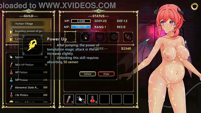 Pink haired girl having sex with soldiers in Succubus guild new hentai game video