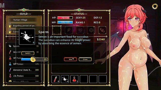 Pink haired girl having sex with soldiers in Succubus guild new hentai game video