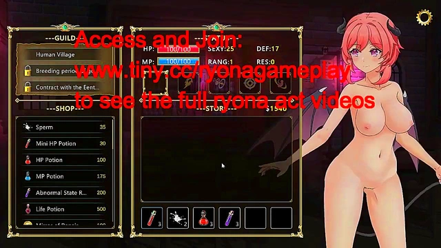 Pink haired girl having sex with soldiers in Succubus guild new hentai game video