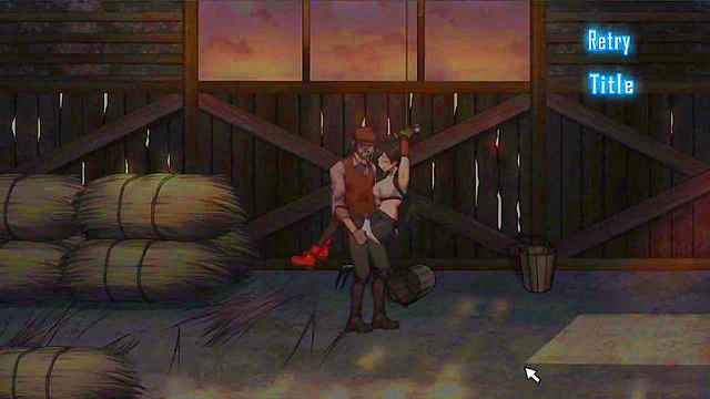 Cute lady has sex with men in a village in Dark side fantasy hentai erotic game