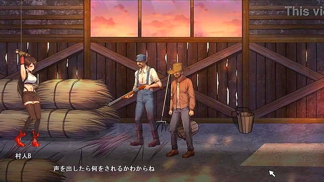 Cute lady has sex with men in a village in Dark side fantasy hentai erotic game