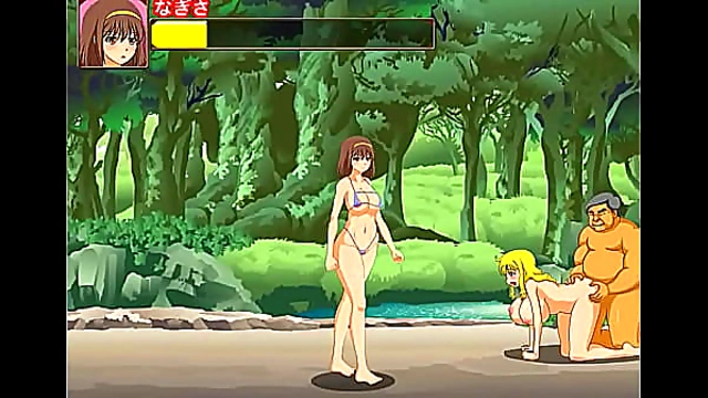 Pretty bikini girl having sex with a lot of men in Bt Island act hentai game new gameplay
