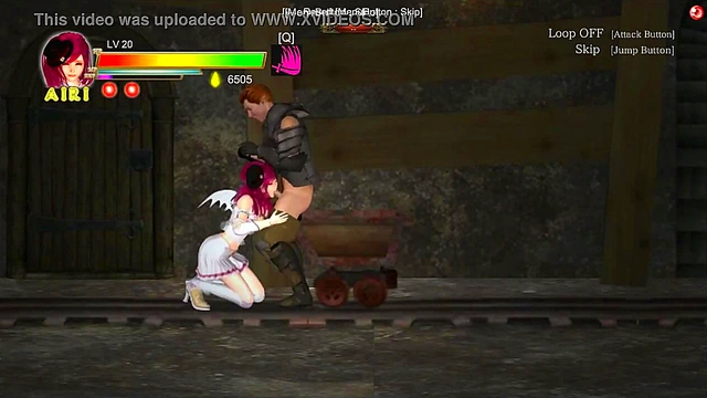 Pretty Airi hentai girl having sex with the mine man in sexy porn hentai game